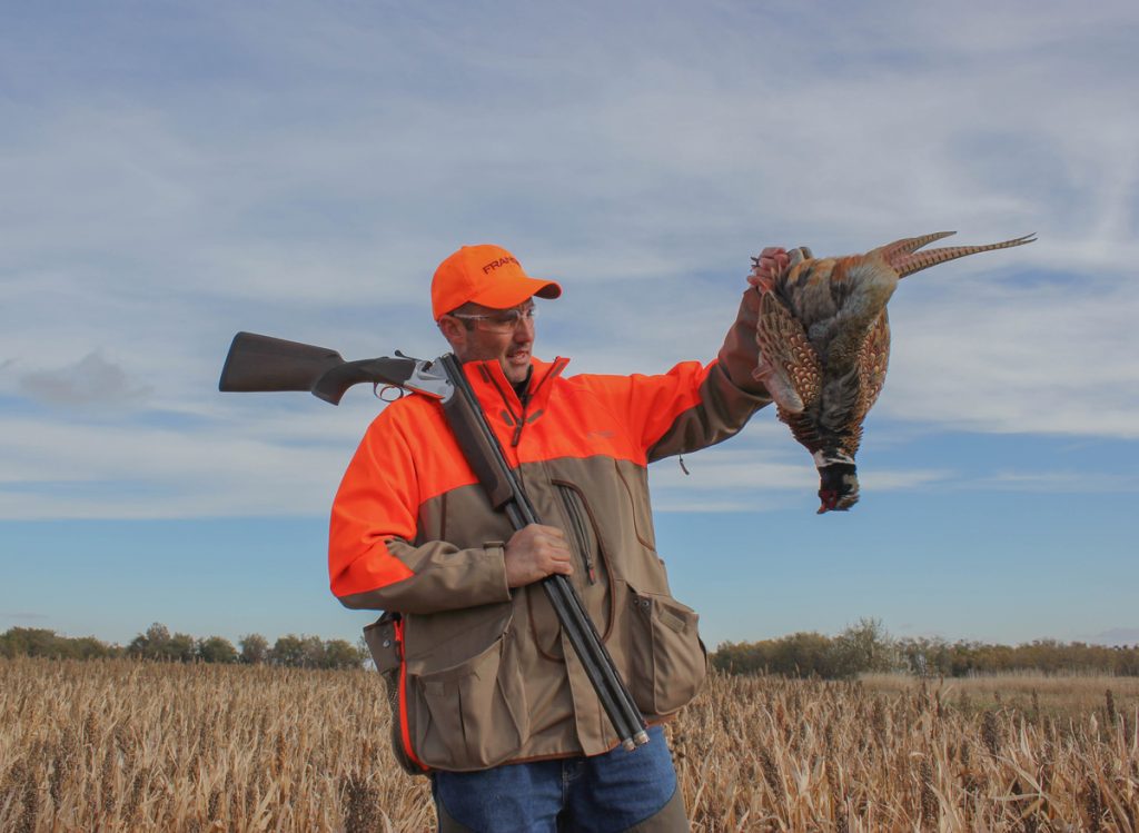 The author with a great rooster bagged over a recently harvested corn field.