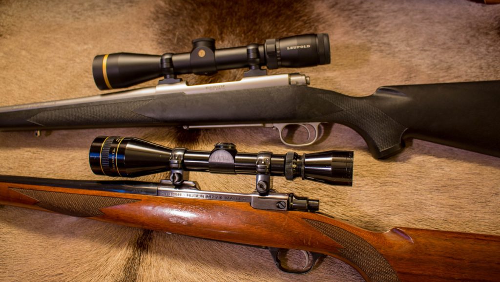 A pair of bolt-action rifles, the Winchester Model 70 and Ruger Model 77 MkII, each a great choice for general deer hunting.