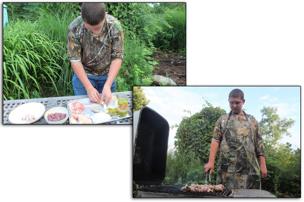 Having a few extra hands greatly speeds the assembly of the dove poppers. Get your young hunters involved in every aspect of the hunt, including dressing the doves and cooking them.