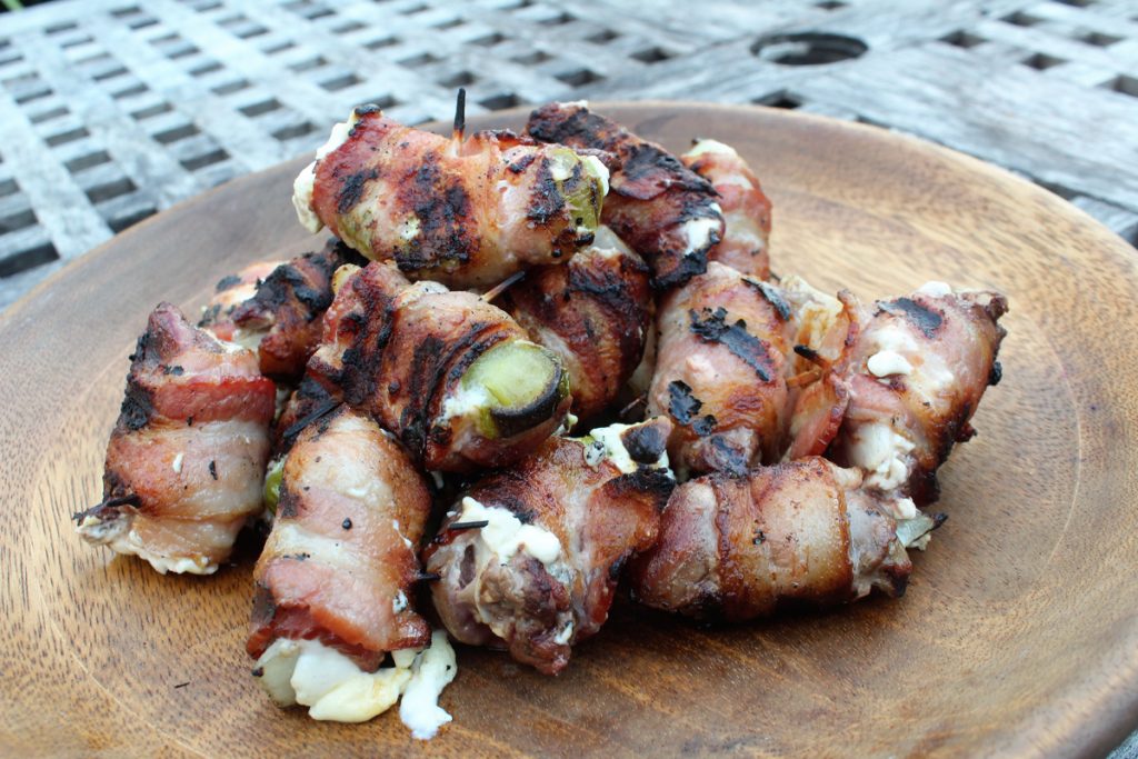 Grill the dove poppers until the bacon is crisp and done. Take care not to overcook and dry out the dove.