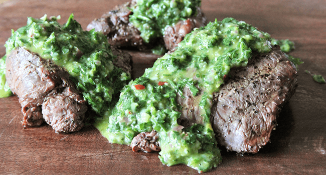 Elk with chimichurri