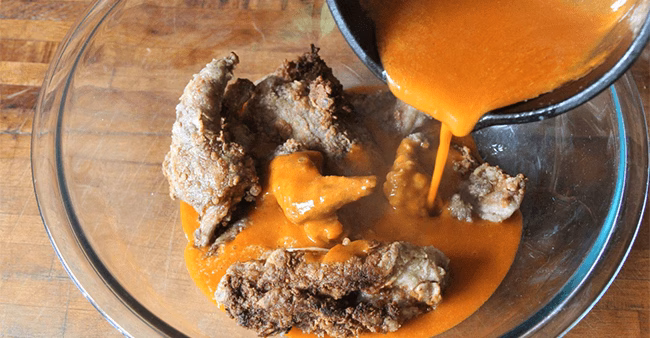 Pour Sauce over Fried Wings