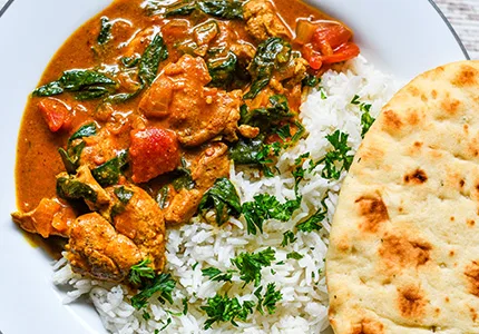 Pheasant Curry served with wild rice and bread