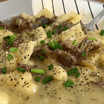 Dumpling and Turkey plated